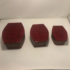 Elegant Red Decorative Boxes Set